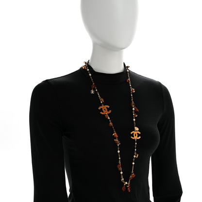 Chanel Pearl Amber CC Long Necklace Gold 2 of 6