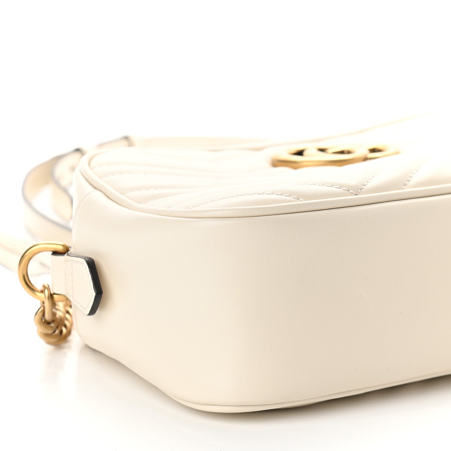Gucci Calfskin Matelasse Small GG Marmont Chain Shoulder Bag White 8 of 9