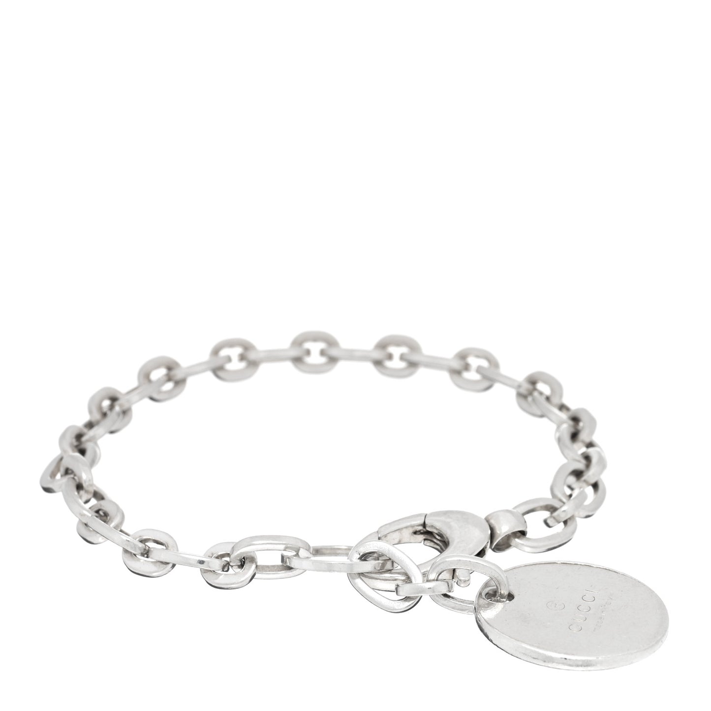 Sterling Silver Link Round Charm Bracelet