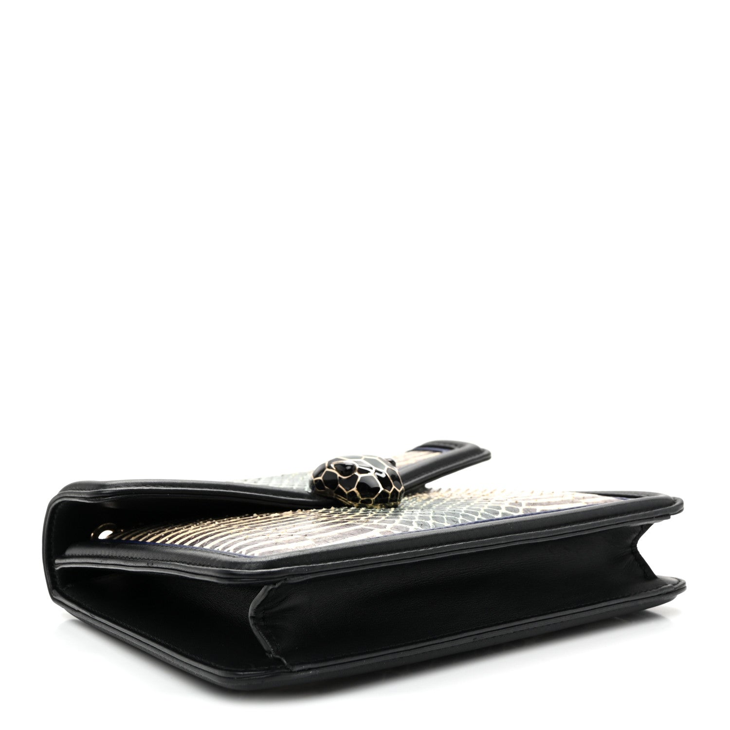 Bulgari Calfskin Snakeskin Serpenti Forever Crossbody Bag Blue Black Multicolor 4 of 9