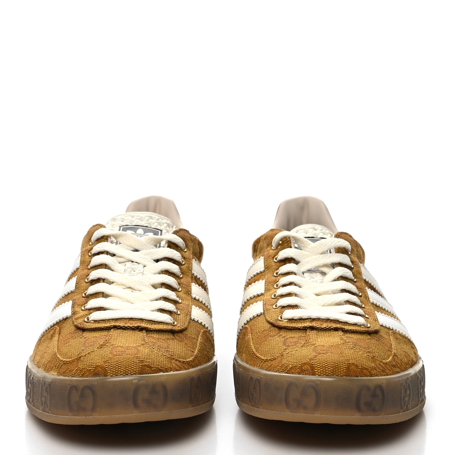 Gucci X ADIDAS Vintage GG Monogram Mens Gazelle Sneakers 9.5 Mid Natural Nut Off White 2 of 8