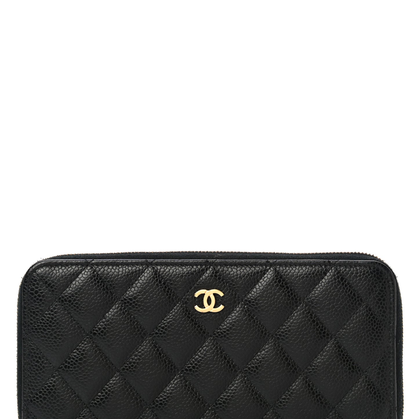 Caviar Quilted Large Gusset Zip Around Wallet Black