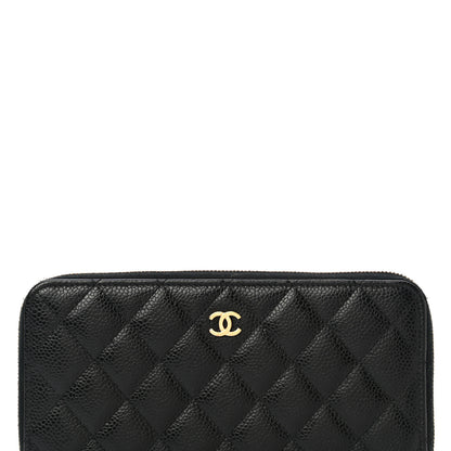 Chanel Caviar Quilted Large Gusset Zip Around Wallet Black 9 of 12