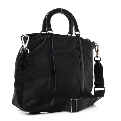 Prada Tessuto Nylon Calfskin Tote Black 3 of 9