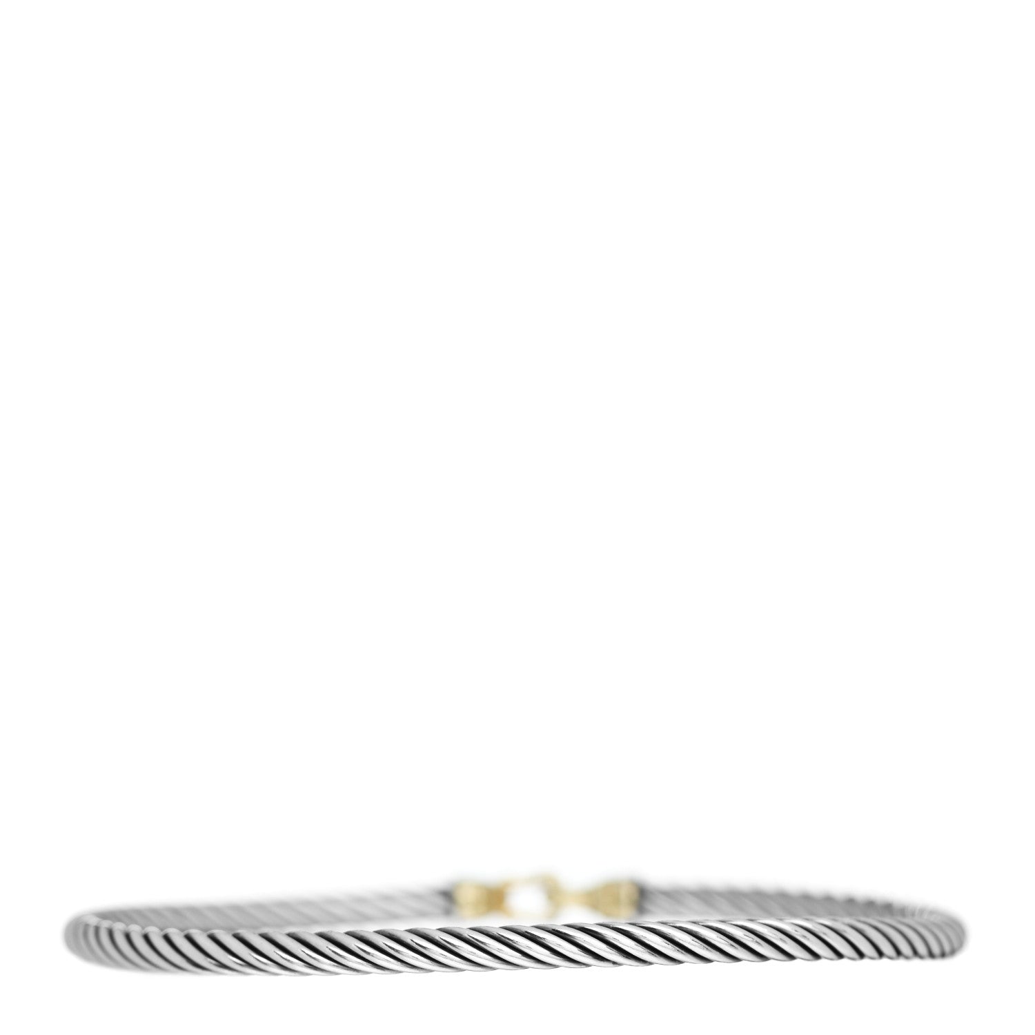 David Yurman Sterling Silver 18K Yellow Gold 3mm Cable Buckle Bracelet 3 of 4
