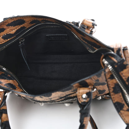 Balenciaga Smooth Calfskin Leopard Print Classic Silver Hardware Mini City Beige 5 of 10