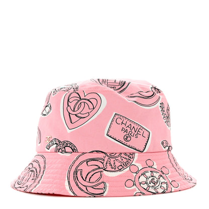 Chanel Cotton Heart Print Bucket Hat S Rose 1 of 7