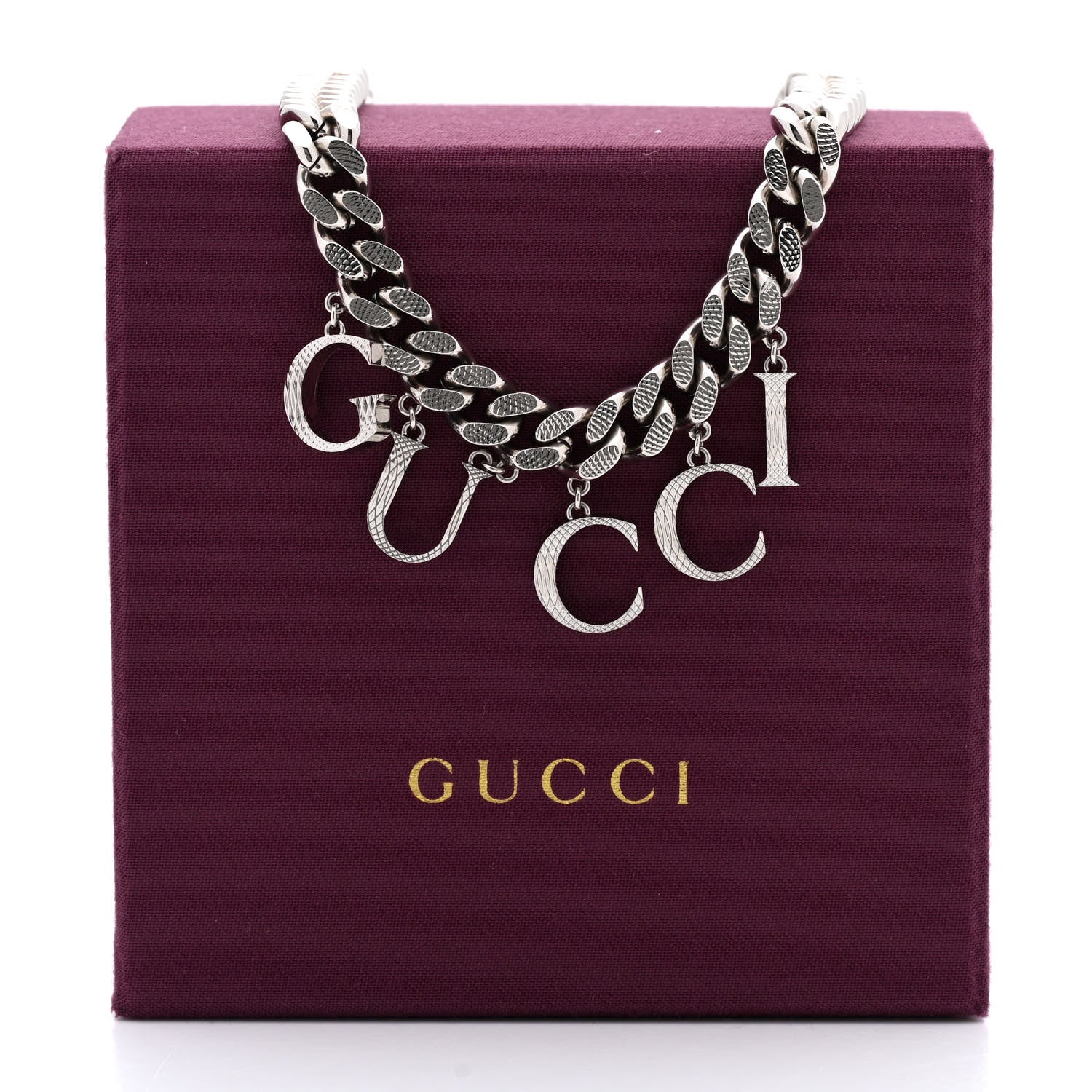 Gucci Metal Script Choker Necklace Silver 5 of 5