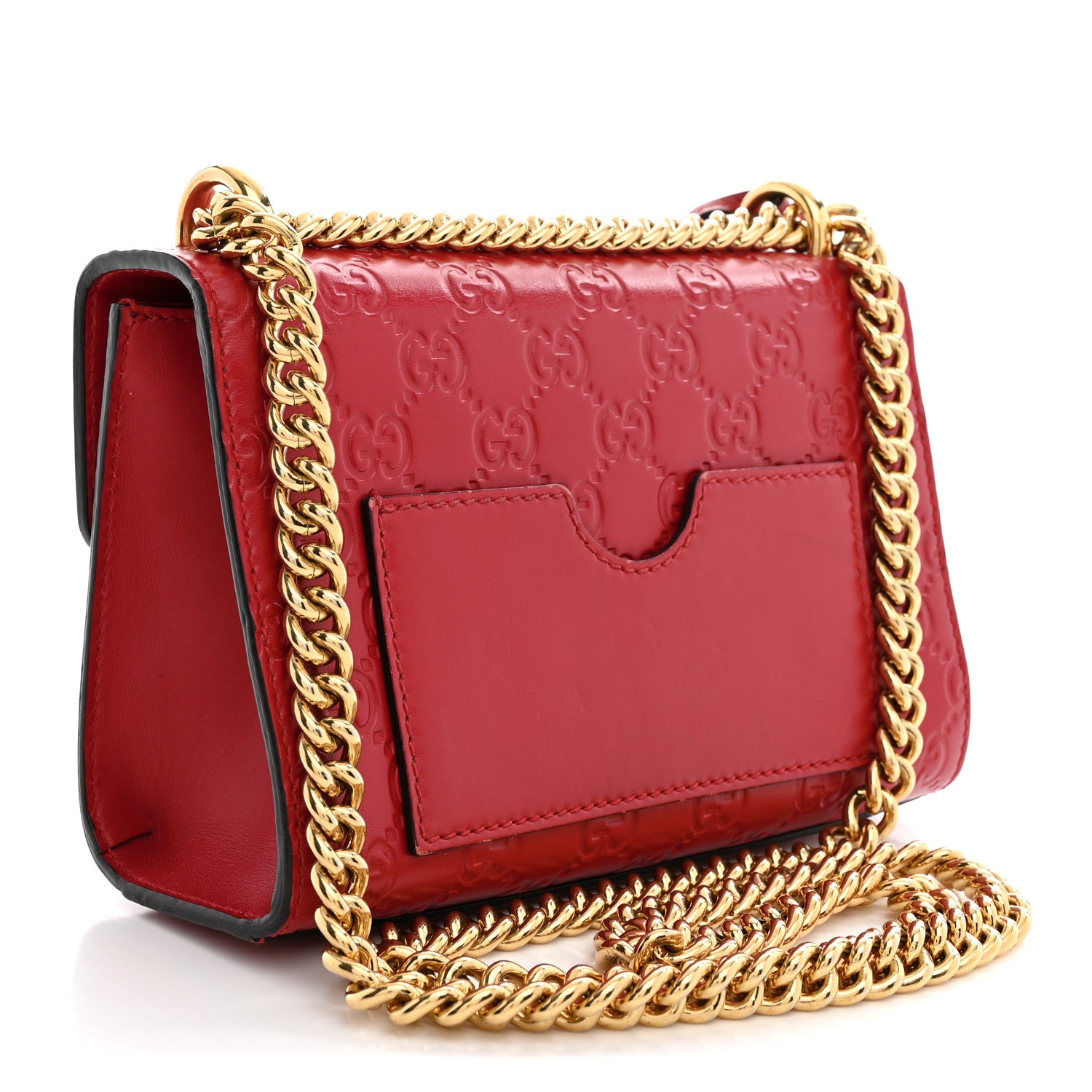 Gucci Guccissima Small Padlock Shoulder Bag Hibiscus Red 2 of 12