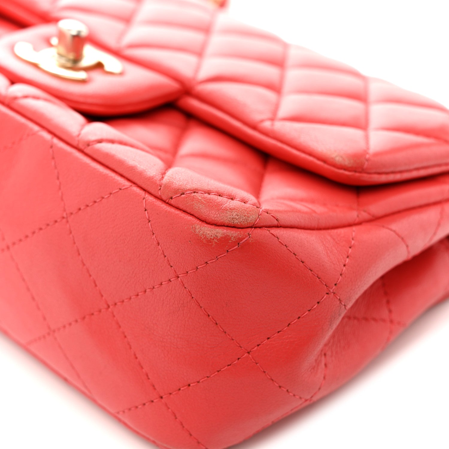 Chanel Lambskin Quilted Mini Rectangular Flap Coral 11 of 17