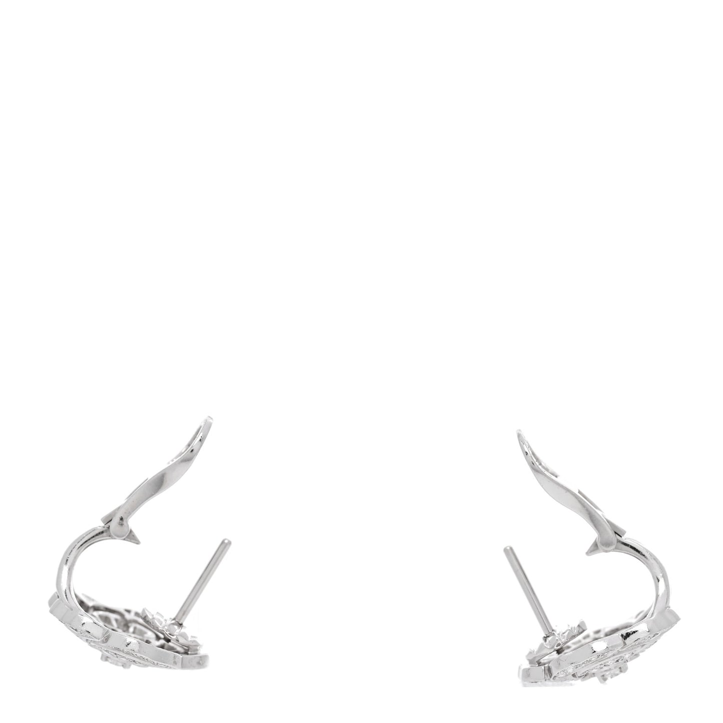 18K White Gold Diamond Bouton de Camelia Earrings