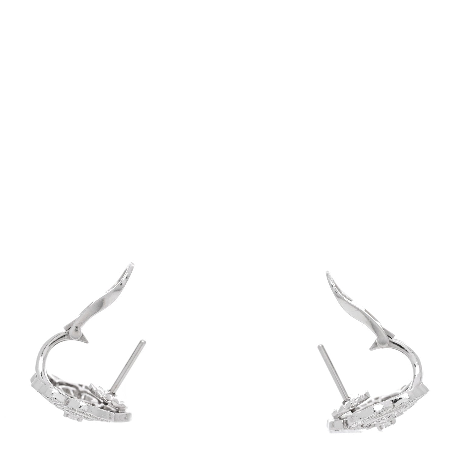Chanel 18K White Gold Diamond Bouton de Camelia Earrings 3 of 4
