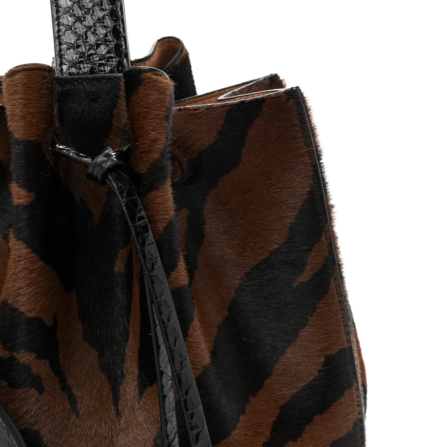 Alaia Pony Hair Zebra Print Snakeskin Rose-Marie 19 Bag Brown Black 7 of 9