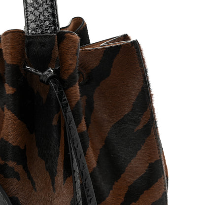 Alaia Pony Hair Zebra Print Snakeskin Rose-Marie 19 Bag Brown Black 7 of 9