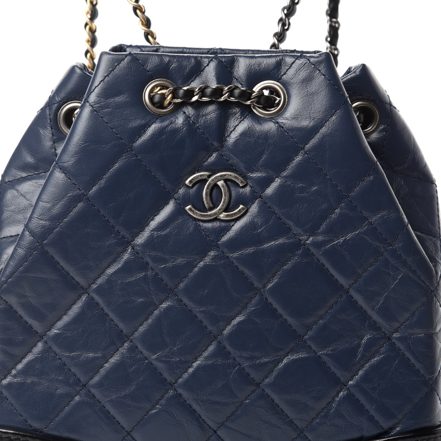 Chanel Aged Calfskin Quilted Small Gabrielle Backpack Blue Black 10 of 11