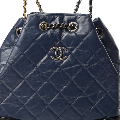 Chanel Aged Calfskin Quilted Small Gabrielle Backpack Blue Black 10 of 11