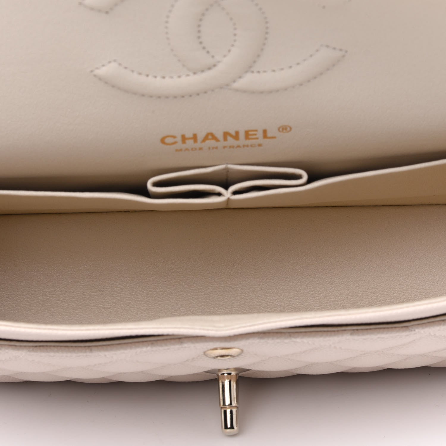 Chanel Caviar Quilted Medium Double Flap Beige 4 of 4