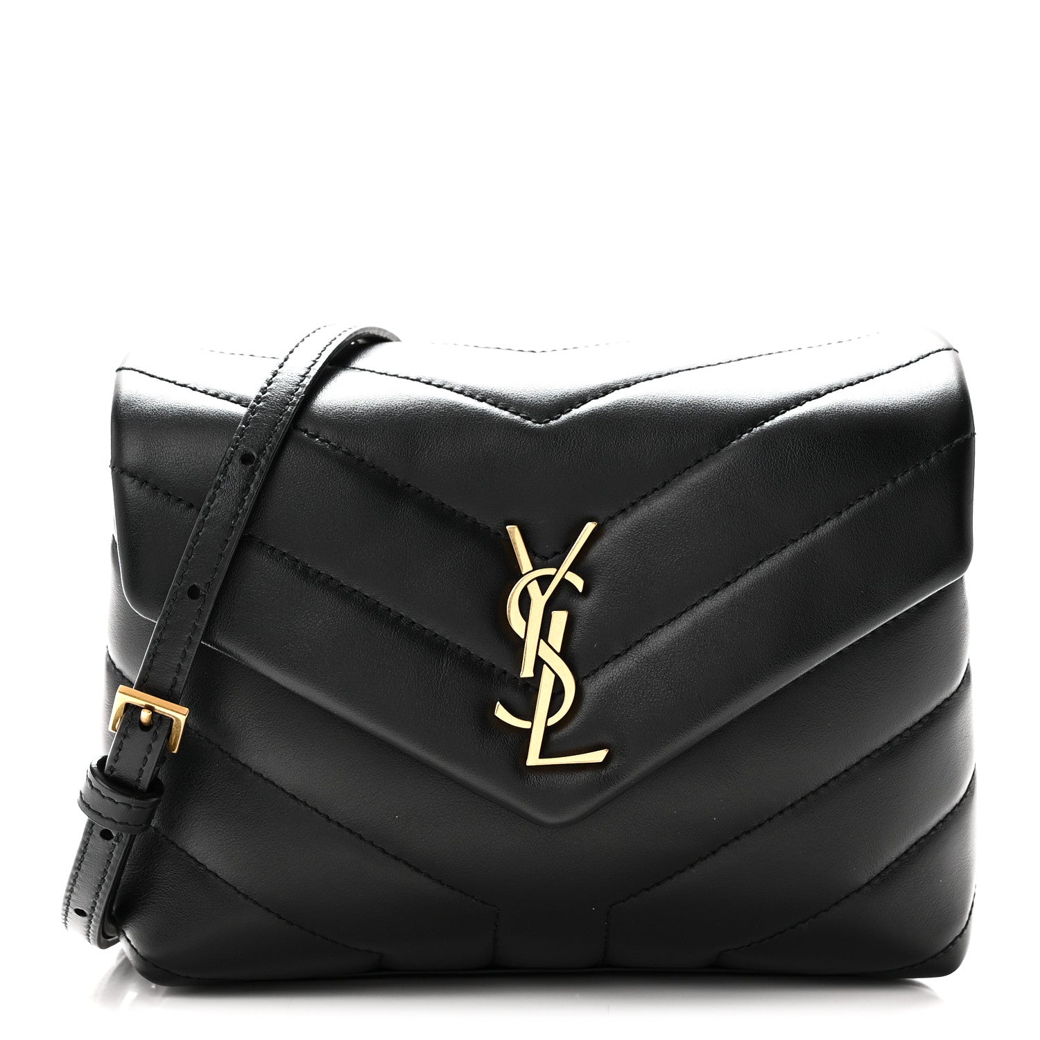 Saint Laurent Calfskin Y Quilted Monogram Toy Loulou Crossbody Bag Black 1 of 11