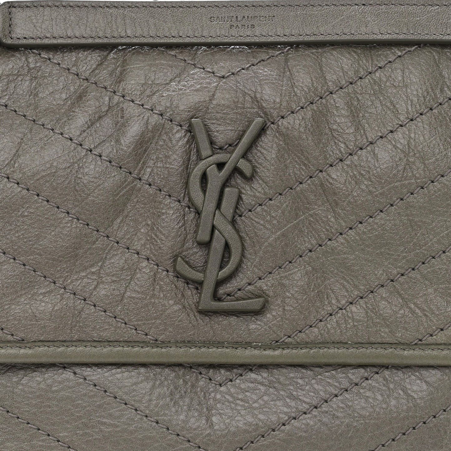 Crinkled Calfskin Matelasse Monogram Medium Niki Chain Satchel Fog