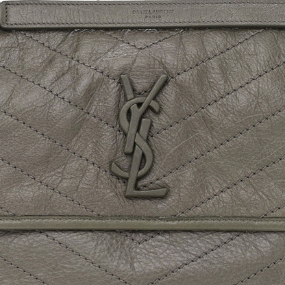 Saint Laurent Crinkled Calfskin Matelasse Monogram Medium Niki Chain Satchel Fog 8 of 11