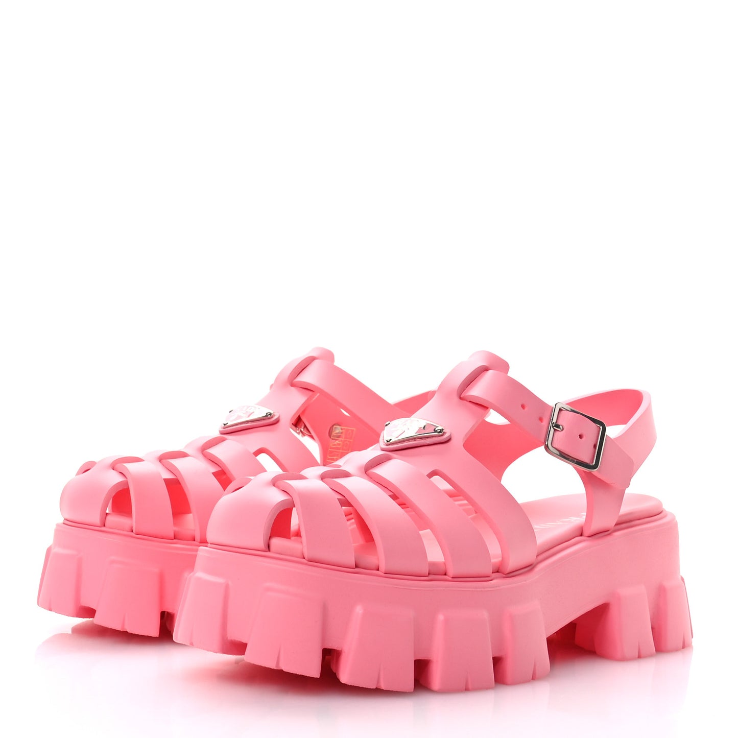Foam Rubber Metal Triangle Logo Monolith 55mm Cage Sandals 41 Begonia
