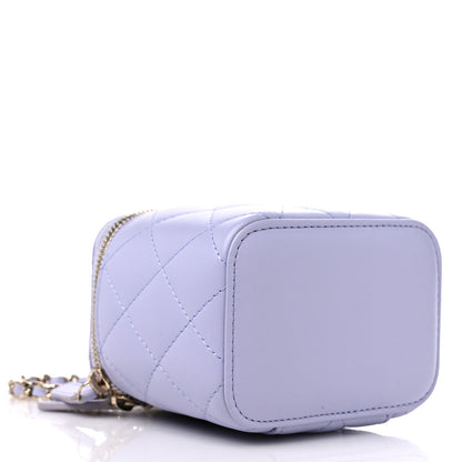 Chanel Lambskin Quilted Top Handle Mini Vanity Case With Chain Light Purple 4 of 9