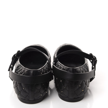 Valentino Garavani Crackled Lambskin Rockstud Spike Captoe Ballerina Flats 40.5 Black 5 of 10