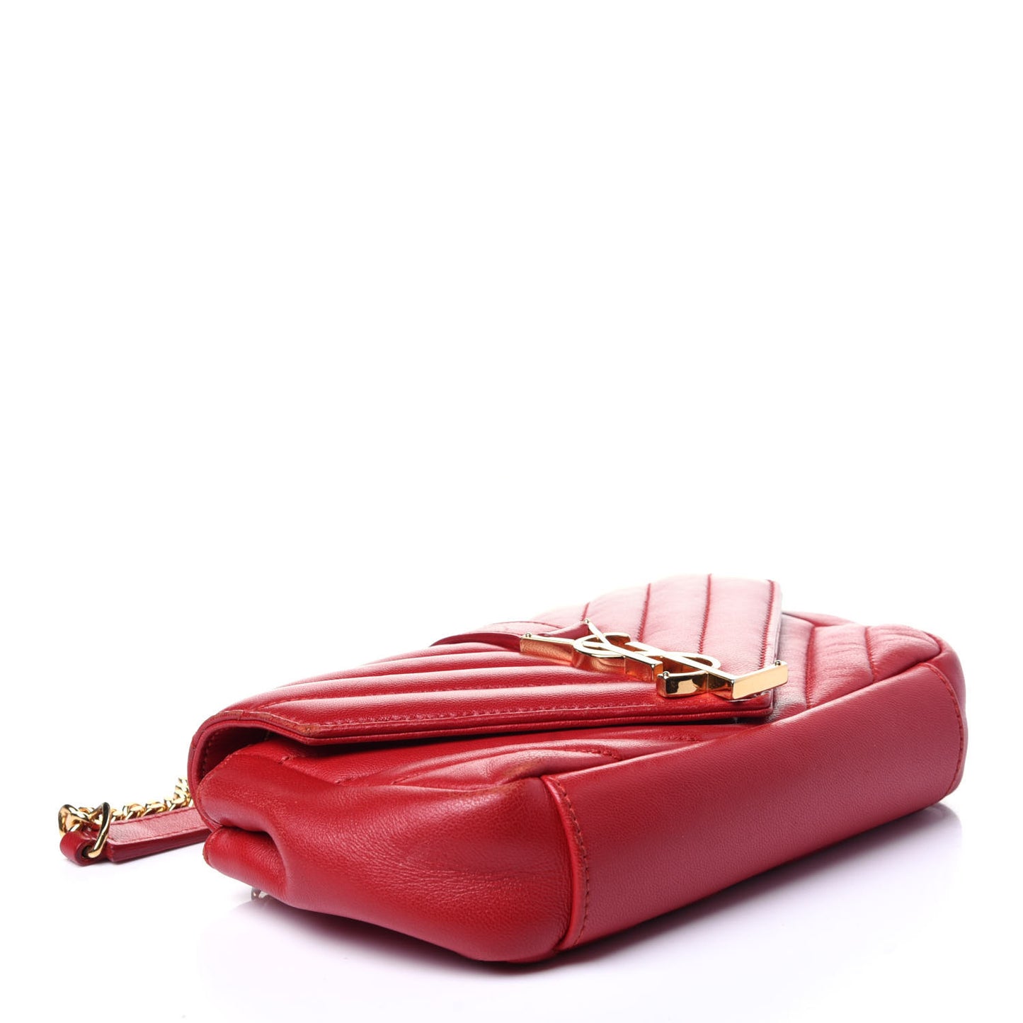 Nappa Matelasse Chevron Classic Monogram Baby Chain Bag New Red