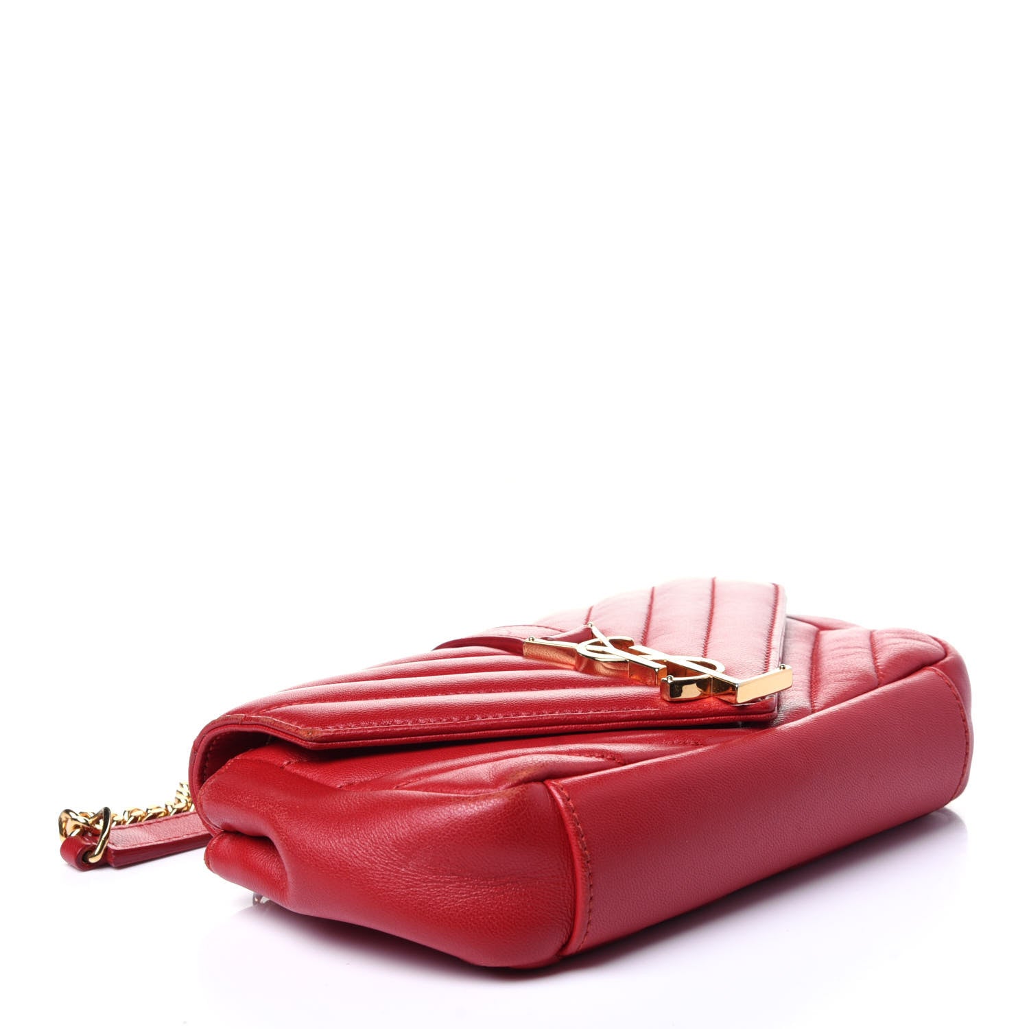 Saint Laurent Nappa Matelasse Chevron Classic Monogram Baby Chain Bag New Red 4 of 14