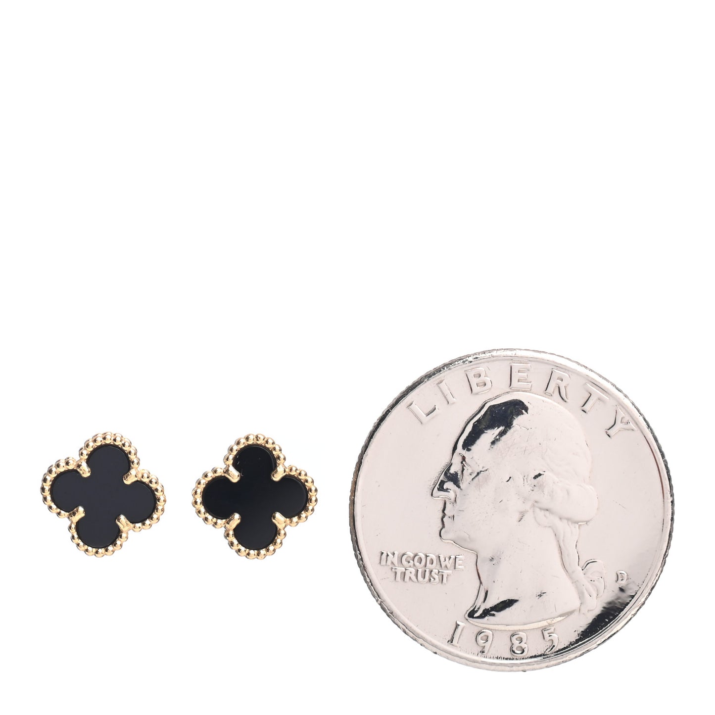 18K Yellow Gold Black Onyx Sweet Alhambra Earrings