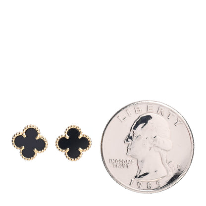 Van Cleef & Arpels 18K Yellow Gold Black Onyx Sweet Alhambra Earrings 2 of 5