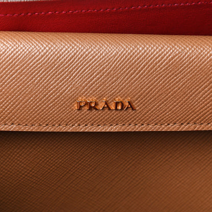 Prada Saffiano Cuir Medium Double Handle Bag Caramel Fuoco 13 of 13