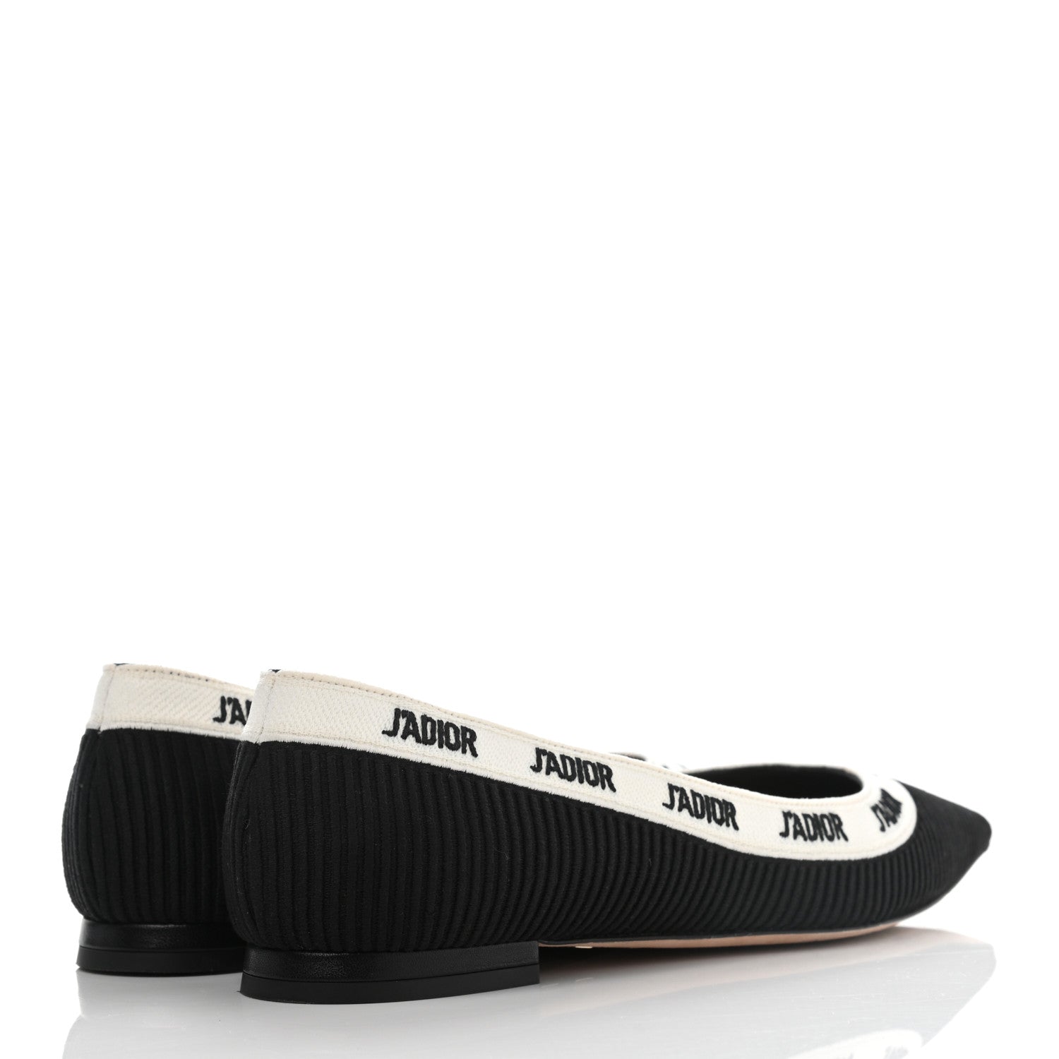 Christian Dior Fabric Ribbon Embroidered J'Adior Ballet Flats 36.5 Black 4 of 10