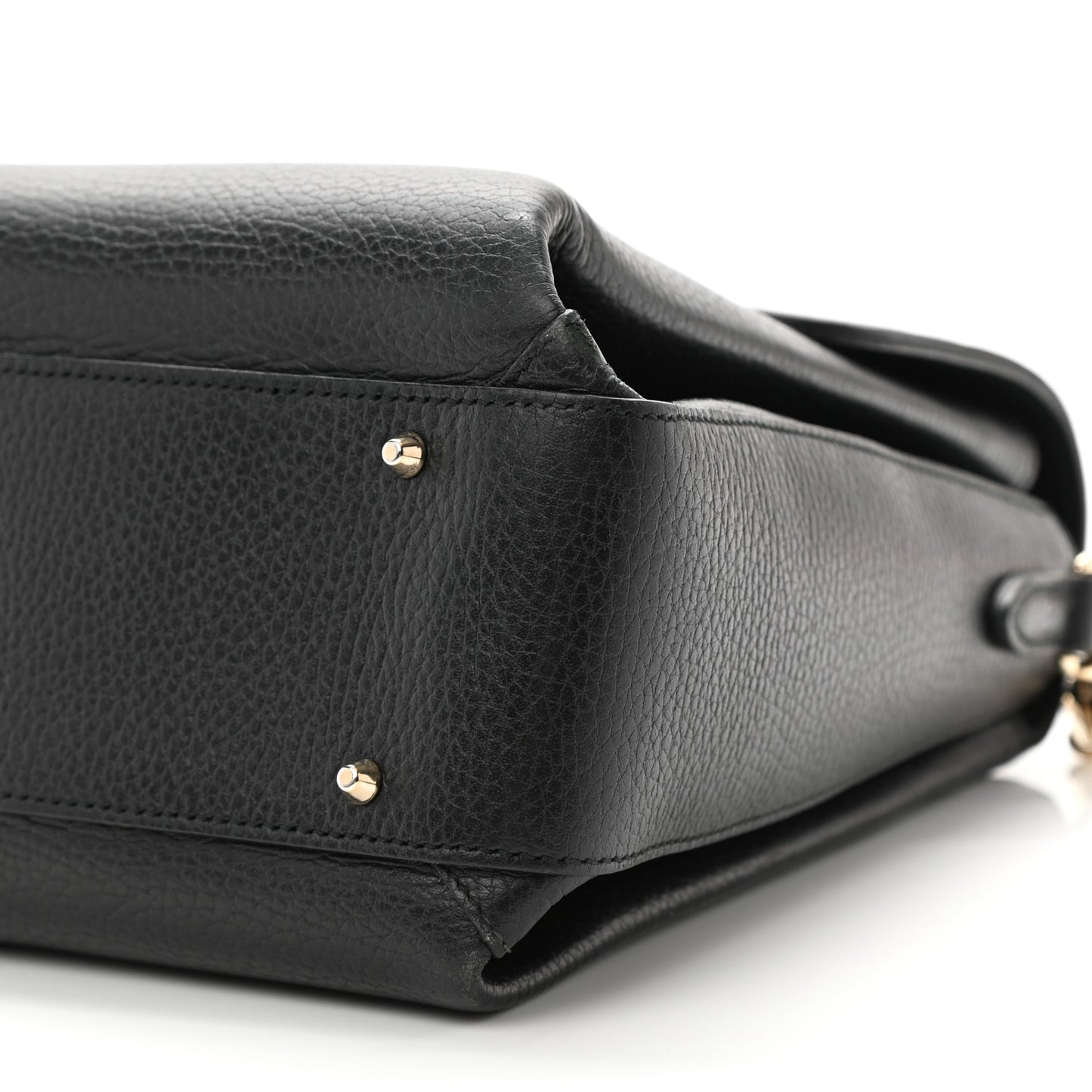 Dollar Calfskin Medium Interlocking G Top Handle Shoulder Bag Black