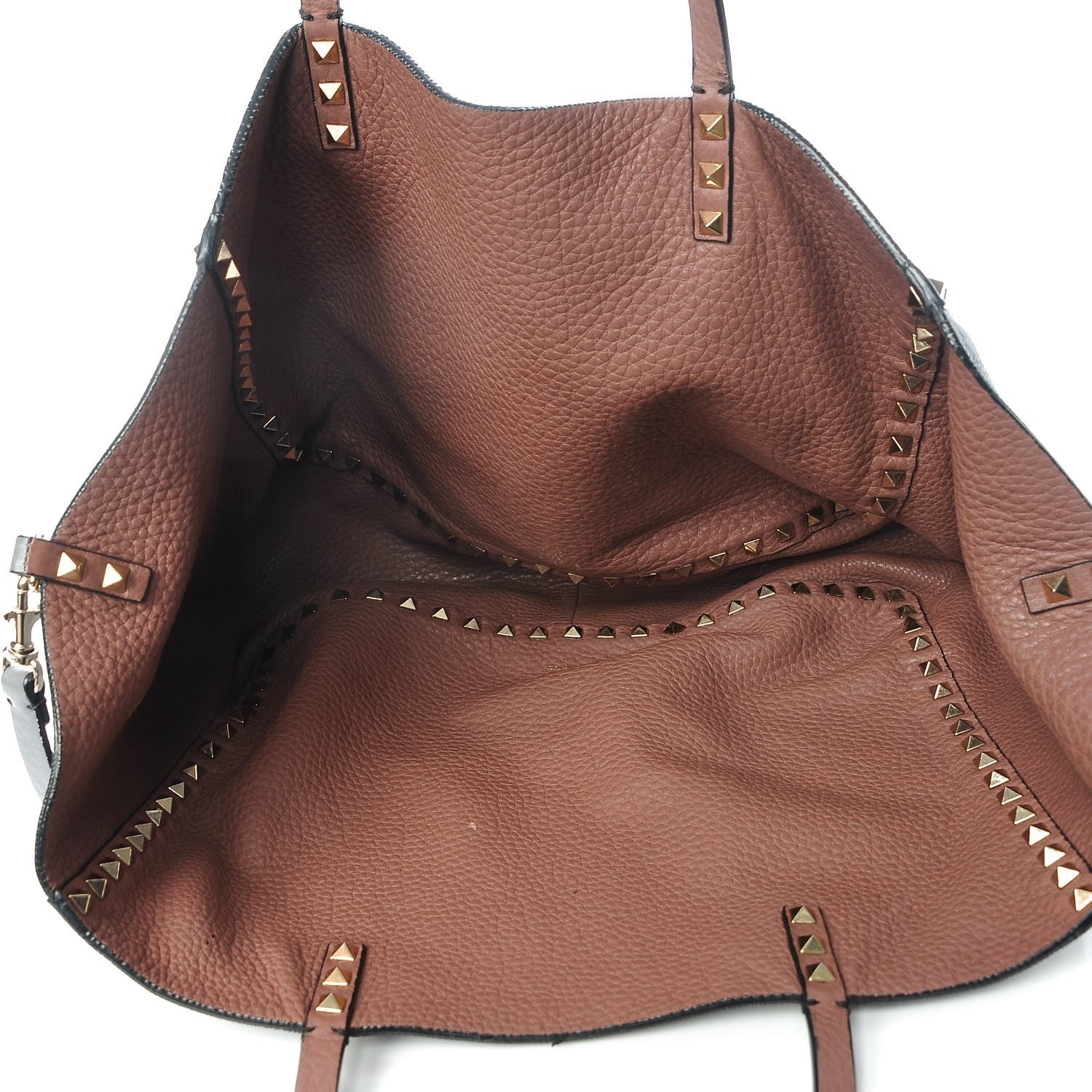 Valentino Garavani Grained Calfskin Medium Rockstud Reversible Tote Dark Rose Grey 7 of 16