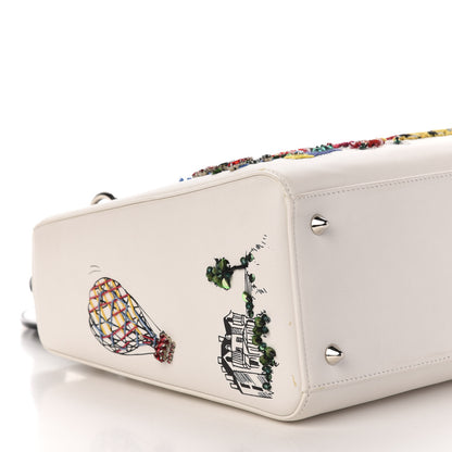 Christian Dior Smooth Calfskin Eiffel Tower Embroidered Medium Lady Dior White Multicolor 11 of 14