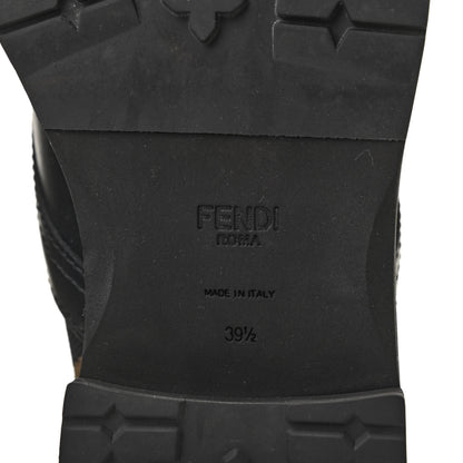 Fendi Calfskin Stretch Fabric FF Rockoko Biker Boots 39.5 Black Tobacco 7 of 10