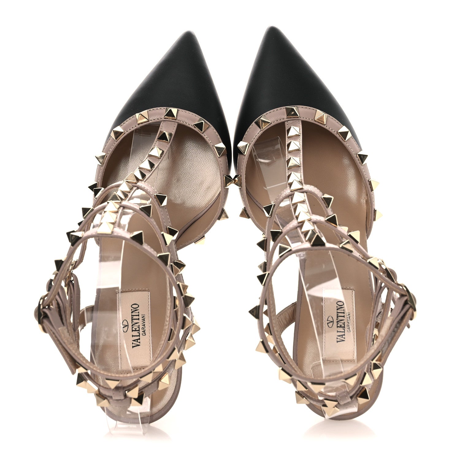Valentino Garavani Calfskin Nappa Rockstud Ankle Strap 65mm Pumps 38.5 Black Poudre 2 of 11