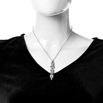 Cartier 18K White Gold Diamond Agrafe Drop Pendant Necklace 2 of 7