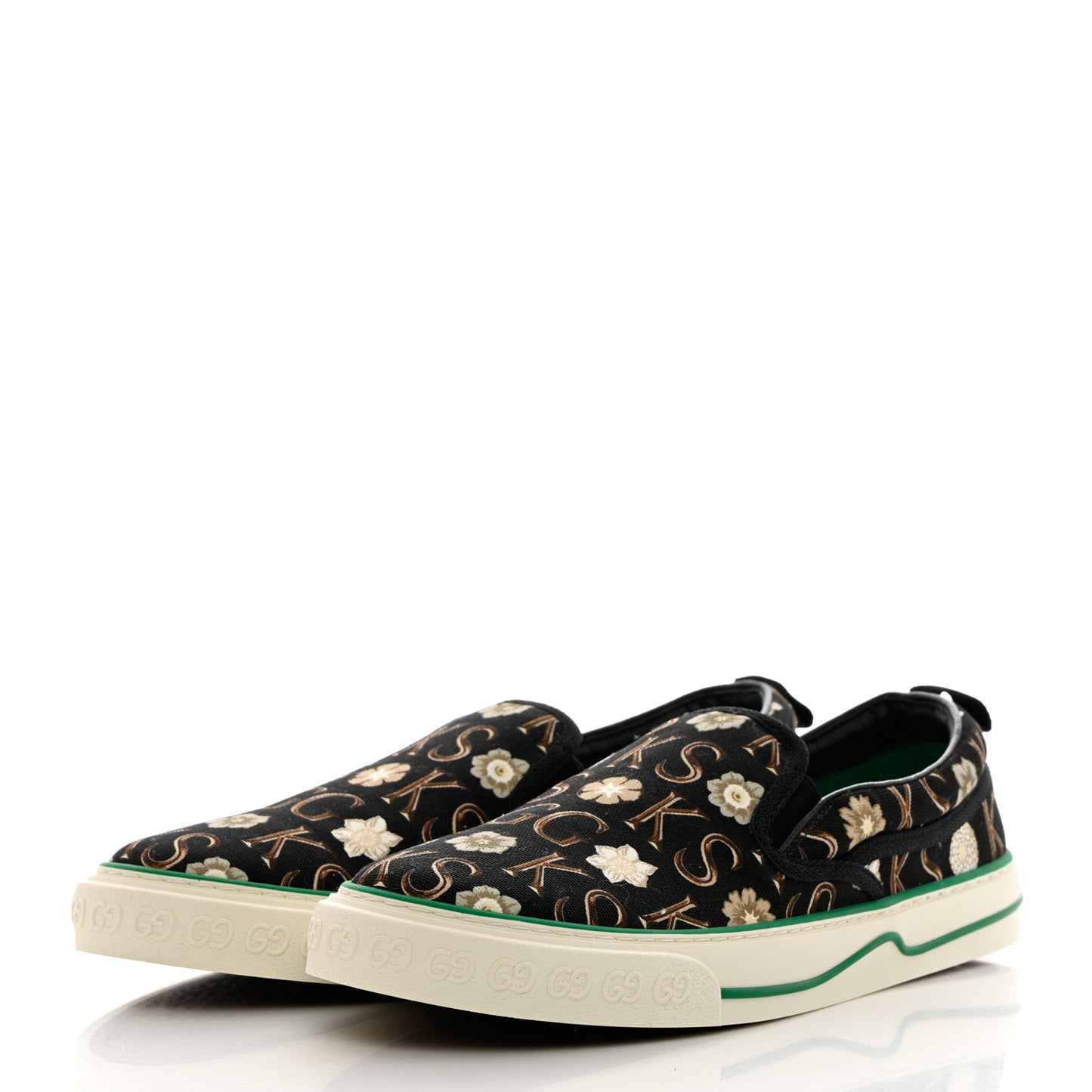 X KEN SCOTT Canvas Floral Print Mens Tennis 1977 Slip On Sneakers 9.5 Black Ivory