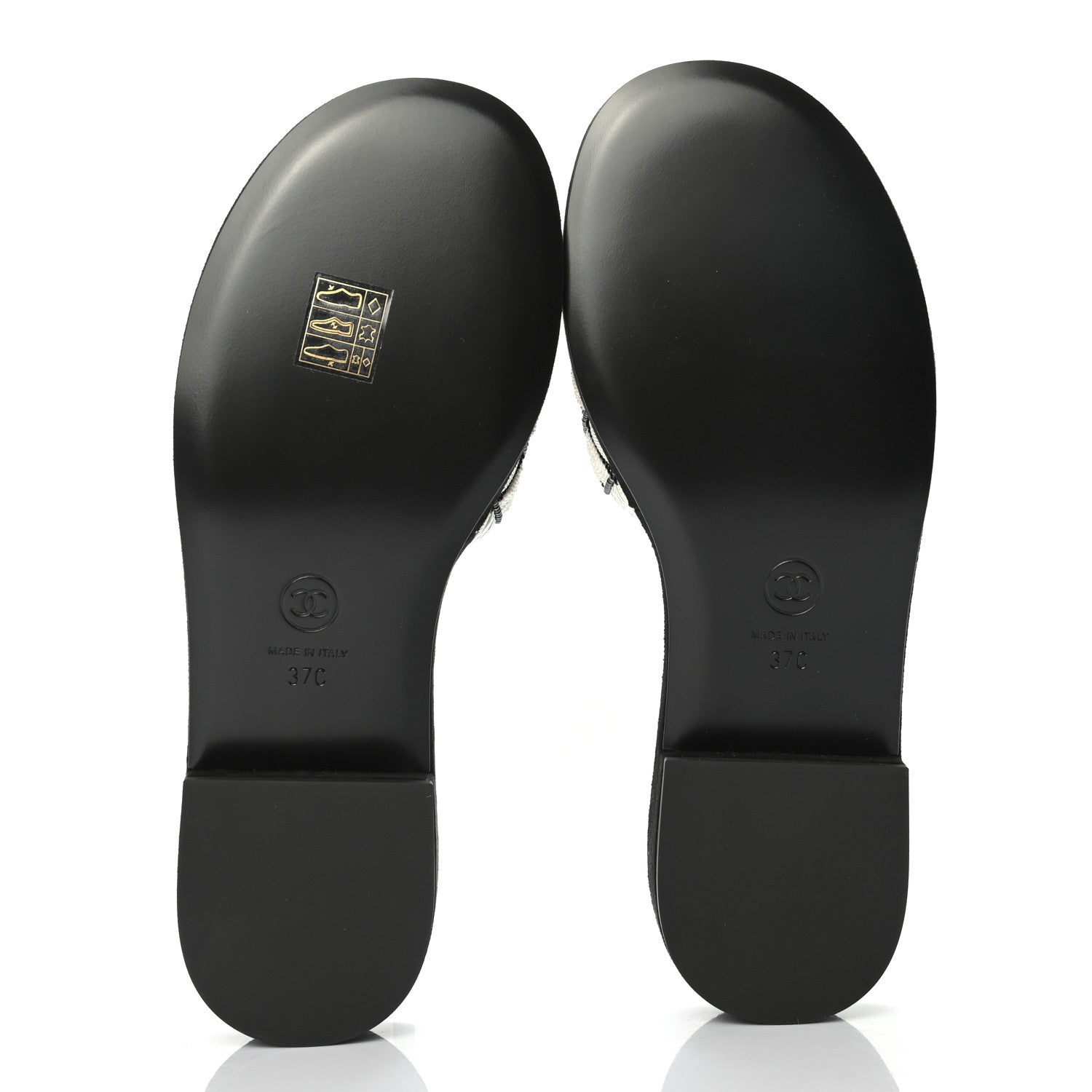 Chanel Pearl Embroidery CC Mules 37 Black White 5 of 7