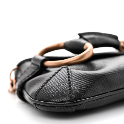 Gucci Textured Calfskin Horsebit Chain Clutch Black 9 of 12