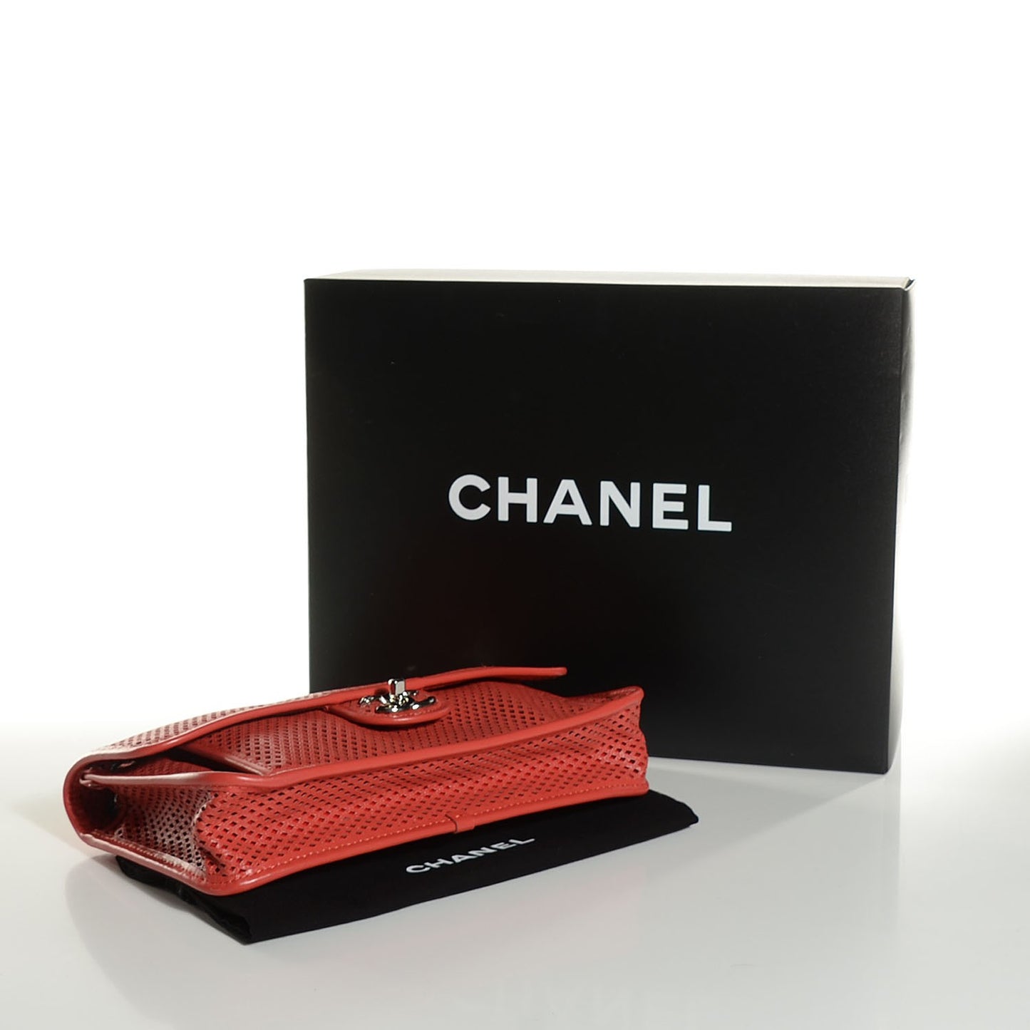Perforated Calfskin Up In The Air Flap Red