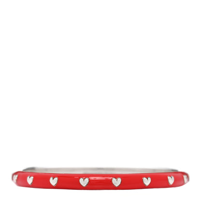 Tiffany Sterling Silver Enamel Heart Bangle Bracelet Red 1 of 3