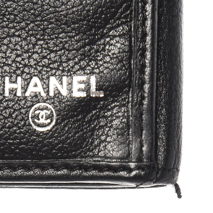 Chanel Goatskin Camellia Embossed Flap Wallet Black 9 of 11