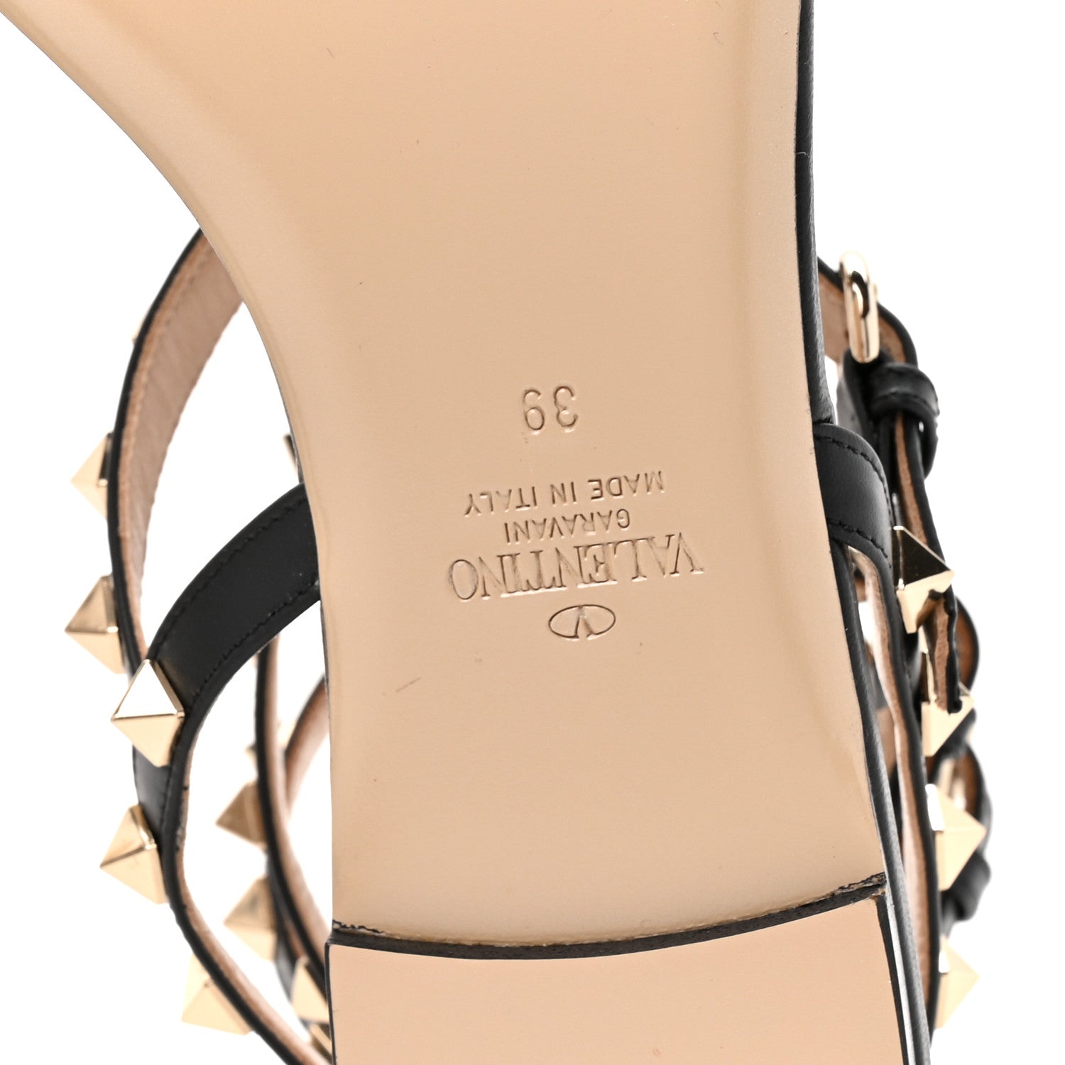 Valentino Garavani Calfskin Rockstud Ankle Wrap Flat Thong Sandals 39 Black 7 of 11