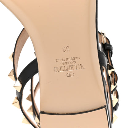 Valentino Garavani Calfskin Rockstud Ankle Wrap Flat Thong Sandals 39 Black 7 of 11