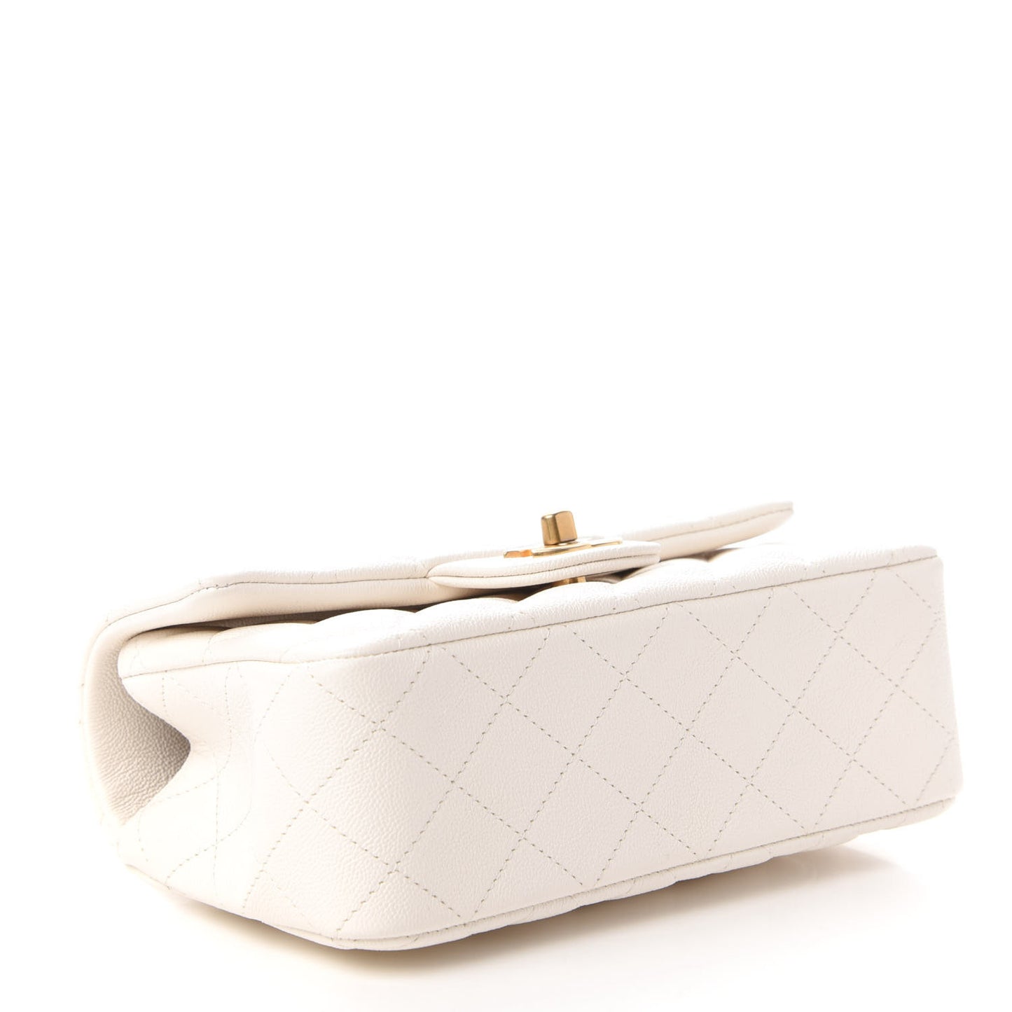 Caviar Quilted Mini Top Handle Rectangular Flap White