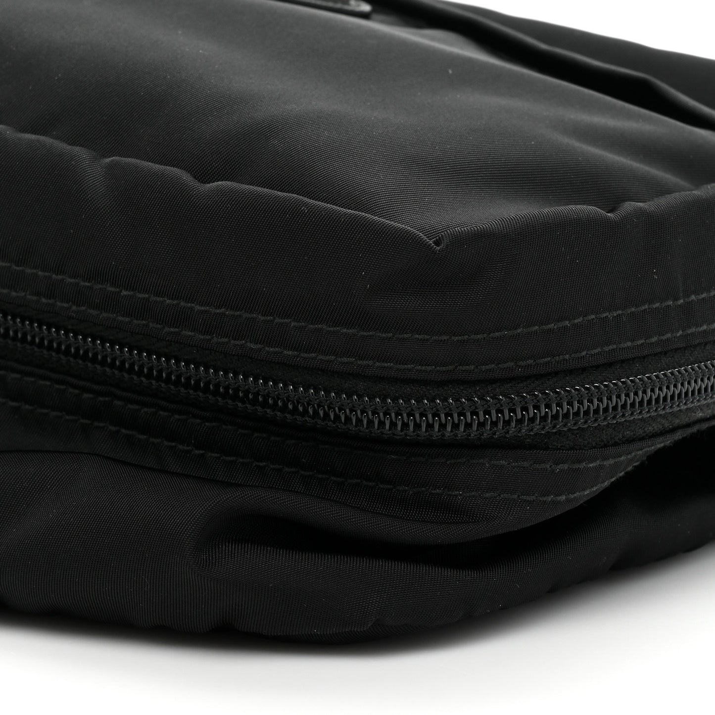 Nylon Vela Saffiano Pouch Black