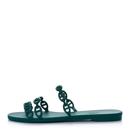 Hermes Rubber Chaine d'Ancre Rivage Sandals 38 Vert d'Ete 1 of 8